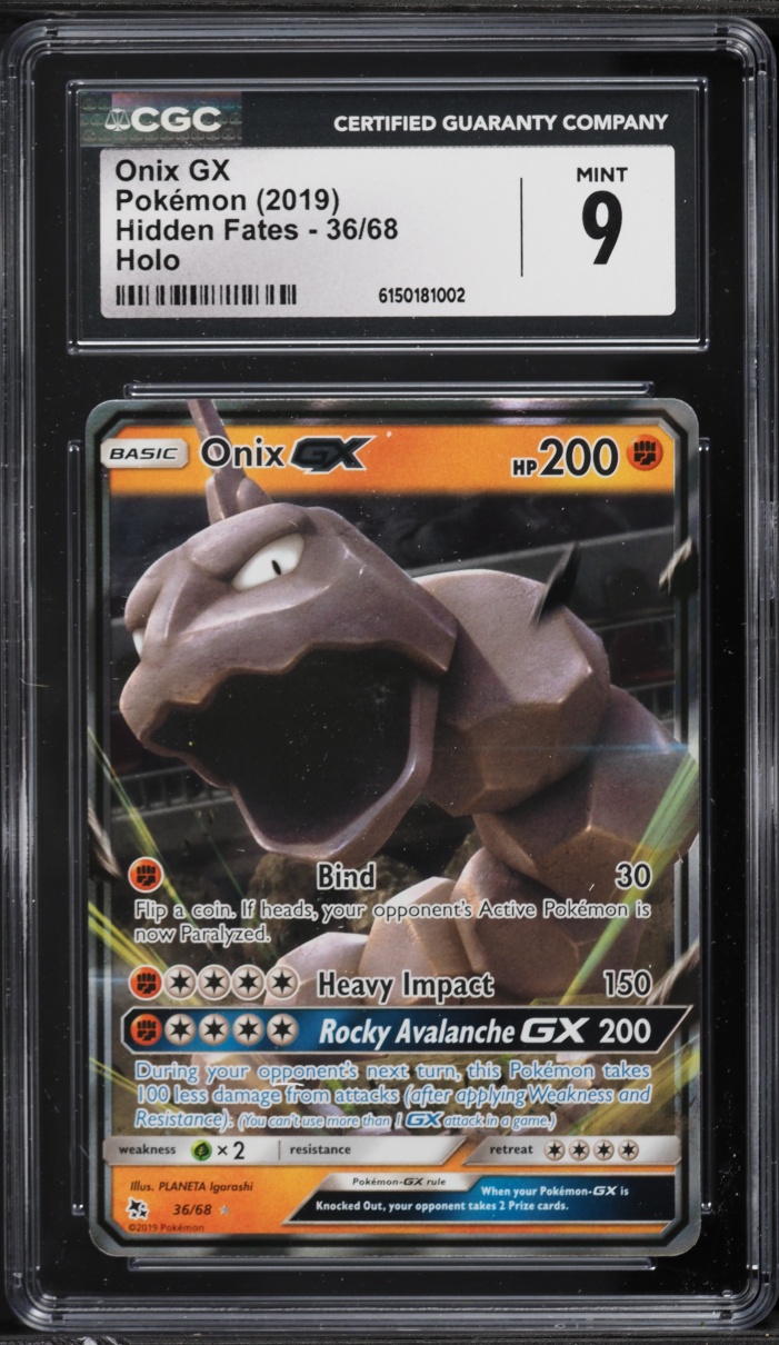 2019 Pokemon Sun & Moon Hidden Fates Holo Onix GX #36 CGC 9 MINT