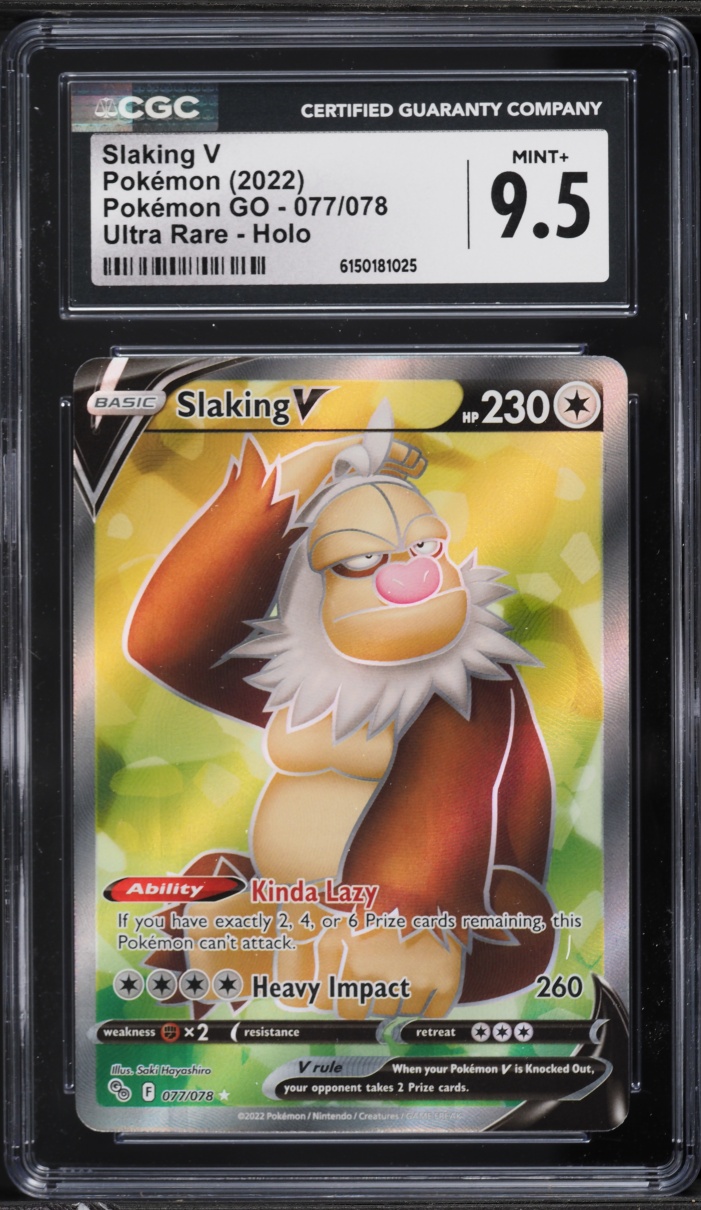 2022 Pokemon Sword & Shield GO Full Art Holo Slaking V #77 CGC 9.5 MINT+