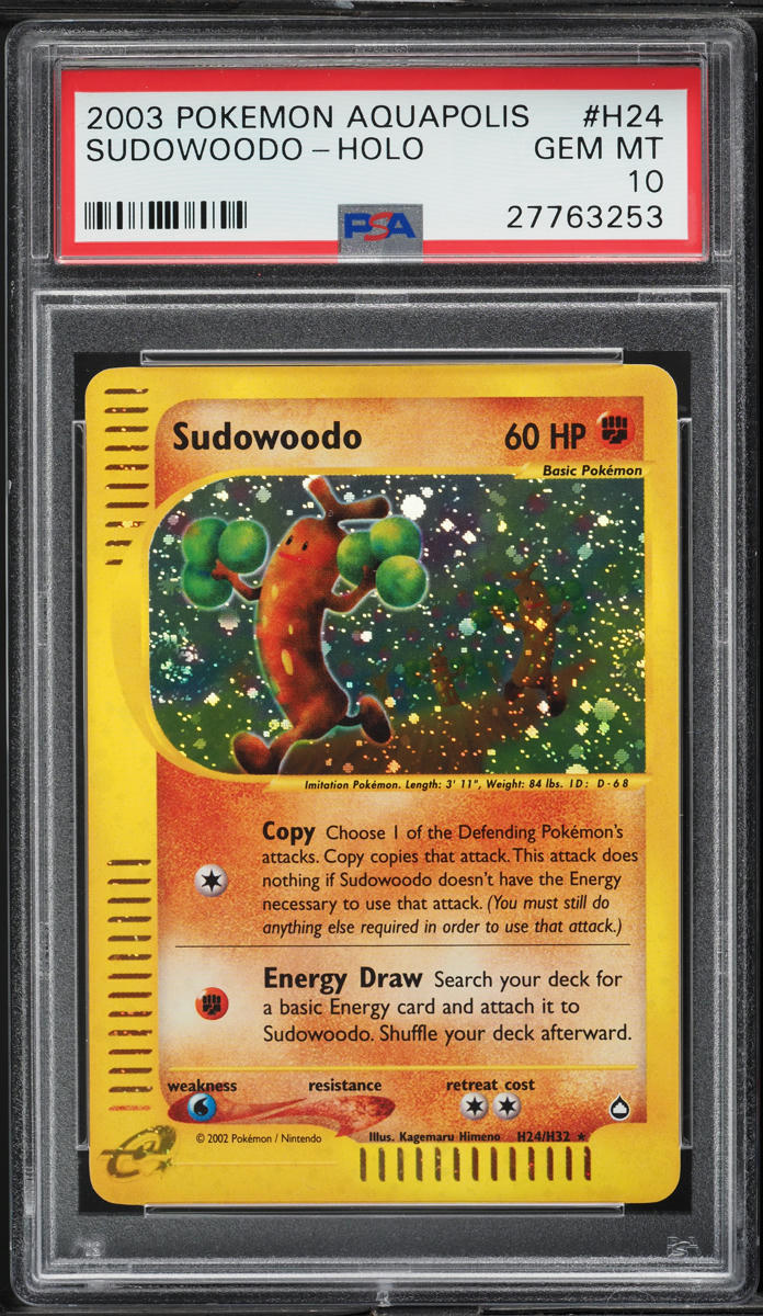 2003 Pokemon Aquapolis Holo Sudowoodo #H24 PSA 10 GEM MINT