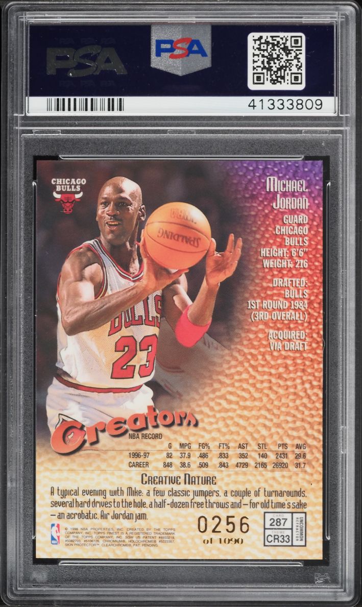 1997 Finest Refractor Michael Jordan /1090 #287 PSA 10 GEM MINT