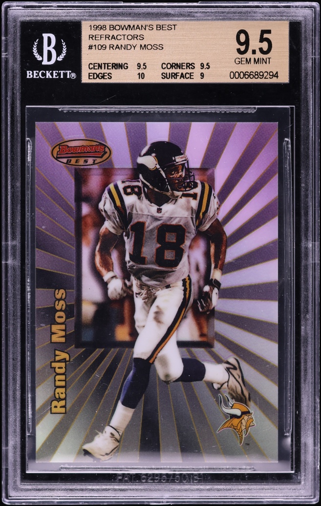 1998 Bowman's Best Refractor Randy Moss ROOKIE /400 #109 BGS 9.5 GEM MINT