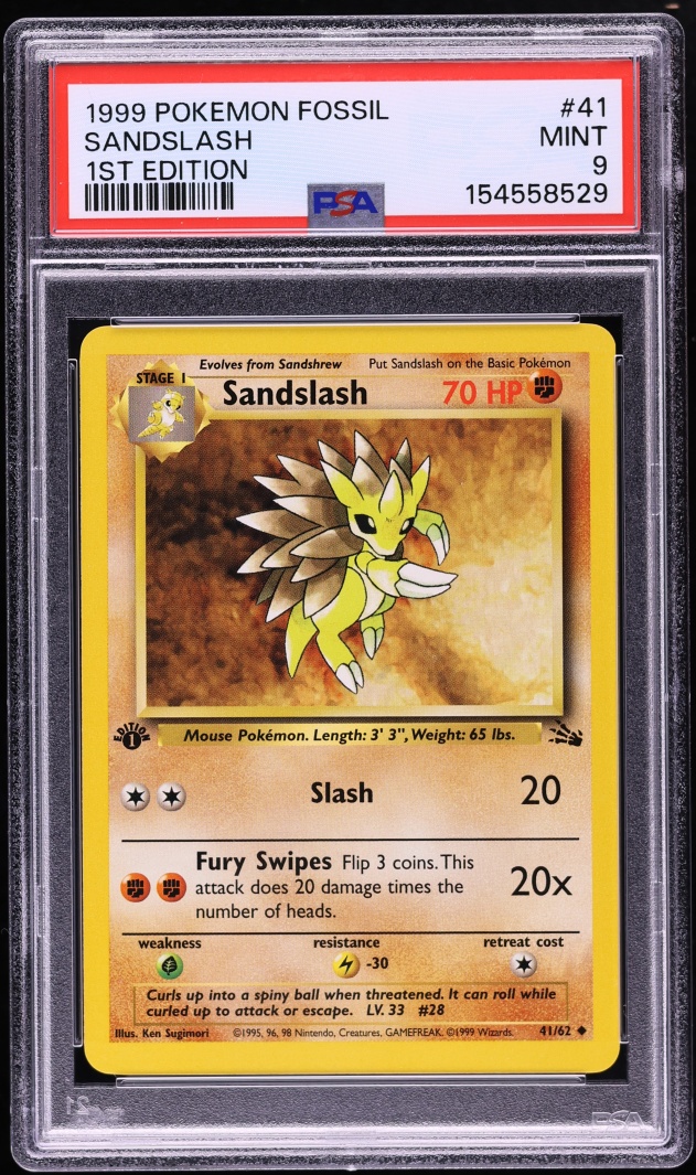 1999 Pokemon Fossil 1st Edition Sandslash #41 PSA 9 MINT