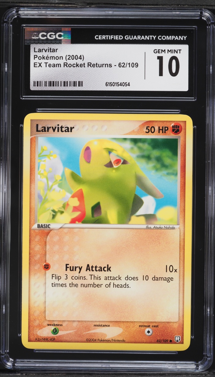 2004 Pokemon EX Team Rocket Returns Larvitar #62 CGC 10 GEM MINT