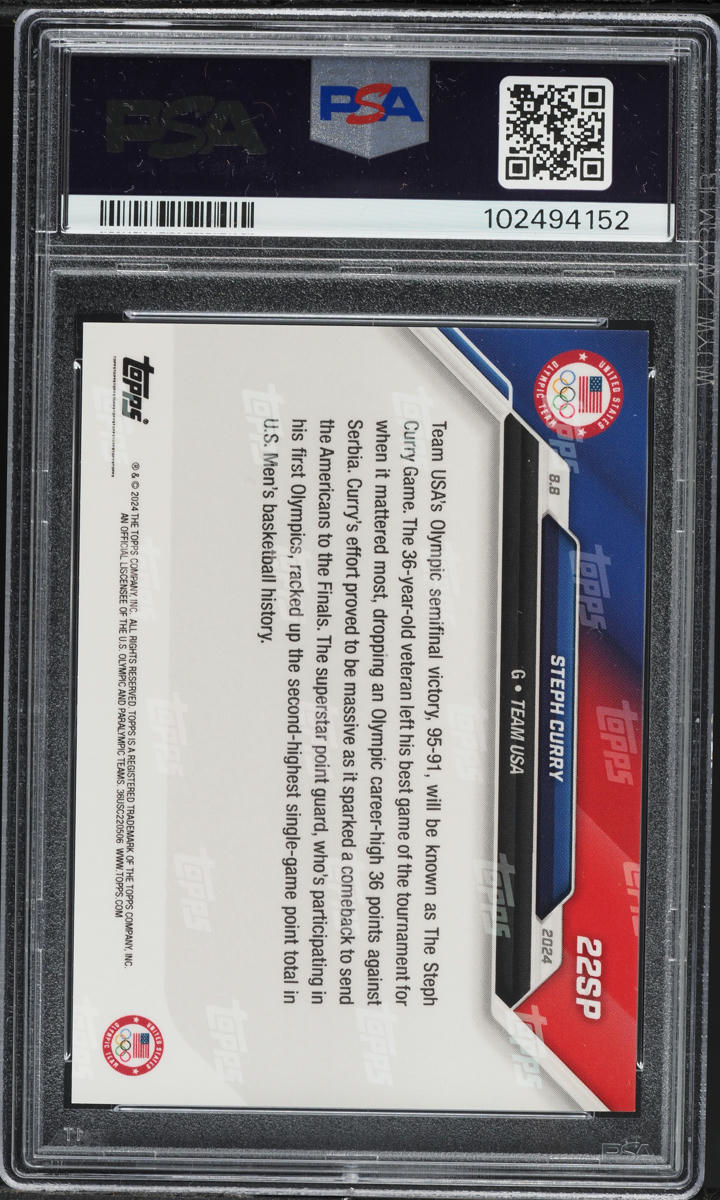 2024 Topps Now Olympics Steph Curry #22SP PSA 9 MINT