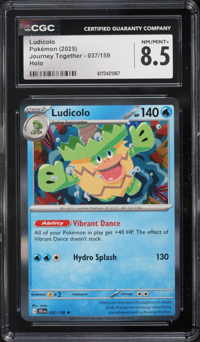 2025 Pokemon Scarlet & Violet Journey Together Holo Ludicolo #37 CGC 8.5 NM-MT+