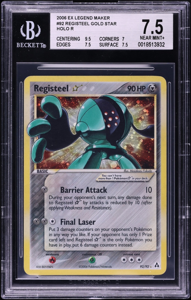 2006 Pokemon EX Legend Maker Holo Registeel Gold Star #92 BGS 7.5 NRMT+