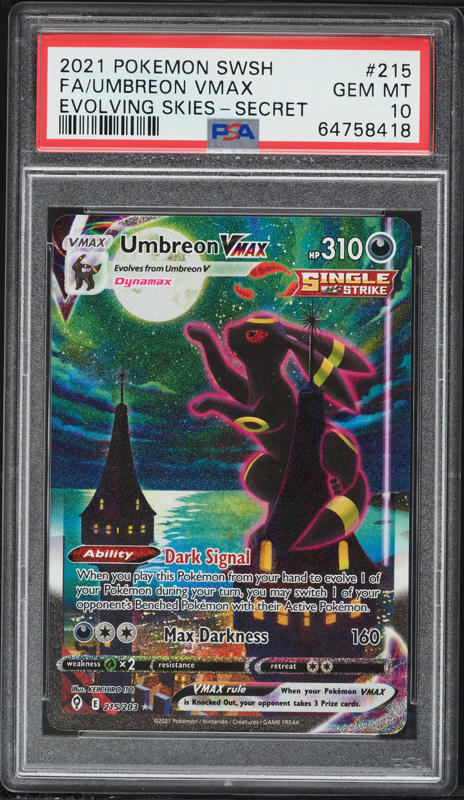 2021 Pokemon SWSH Evolving Skies Rainbow Rare Umbreon VMAX #214