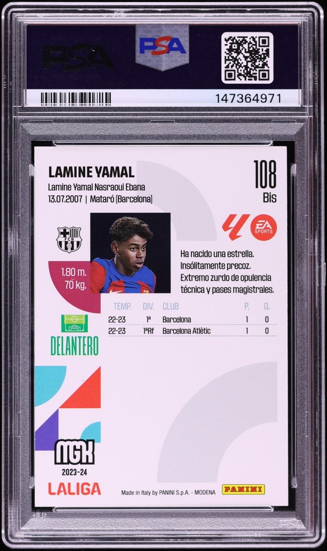 2023 Panini Megacracks La Liga EA Sports Lamine Yamal ROOKIE #108BIS PSA 6 EXMT