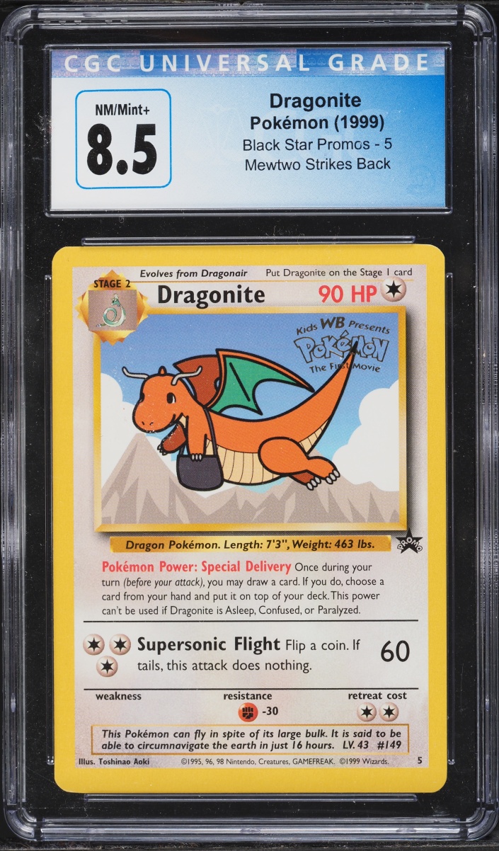 1999 Pokemon Black Star Promo Dragonite #5 CGC 8.5 NM-MT+