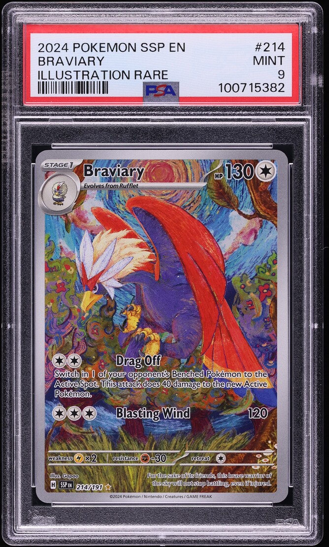2024 Pokemon Scarlet & Violet Surging Sparks IR Braviary #214 PSA 9 MINT