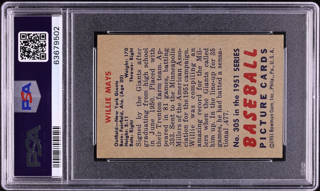 1951 Bowman Willie Mays ROOKIE #305 PSA 4.5 VGEX+