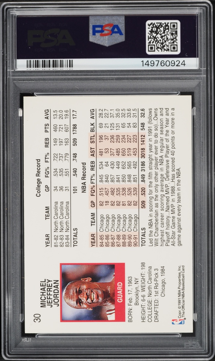 1991 Hoops Michael Jordan #30 PSA 8 NM-MT