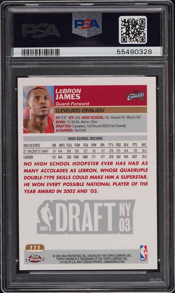 2003 Topps Chrome LeBron James ROOKIE #111 PSA 9 MINT