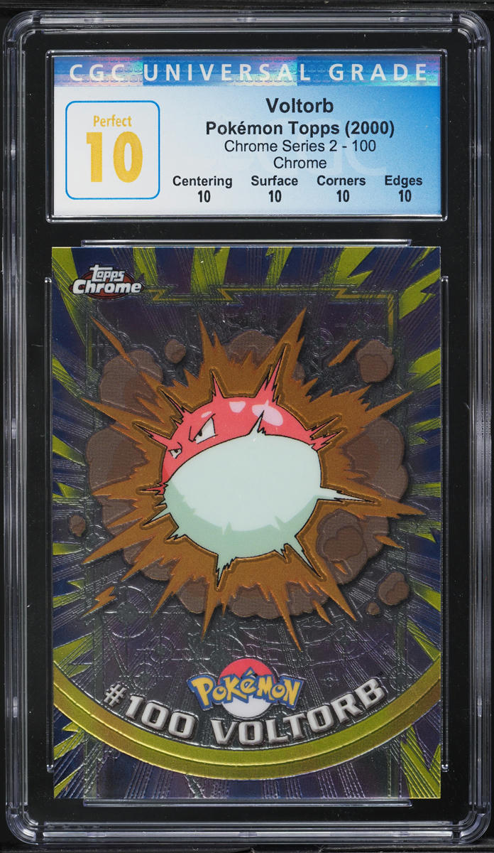 2000 Topps Chrome Pokemon Series 2 Chrome Voltorb #100 CGC 10 PERFECT