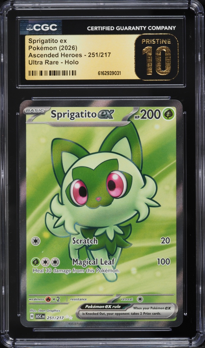 2026 Pokemon Mega Evolution Ascended Heroes Full Art Sprigatito Ex #251 CGC 10 PRISTINE
