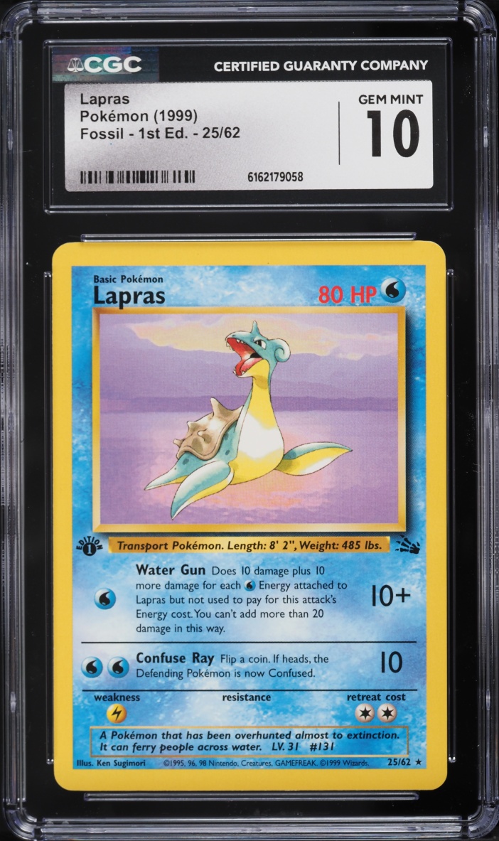 1999 Pokemon Fossil 1st Edition Lapras #25 CGC 10 GEM MINT
