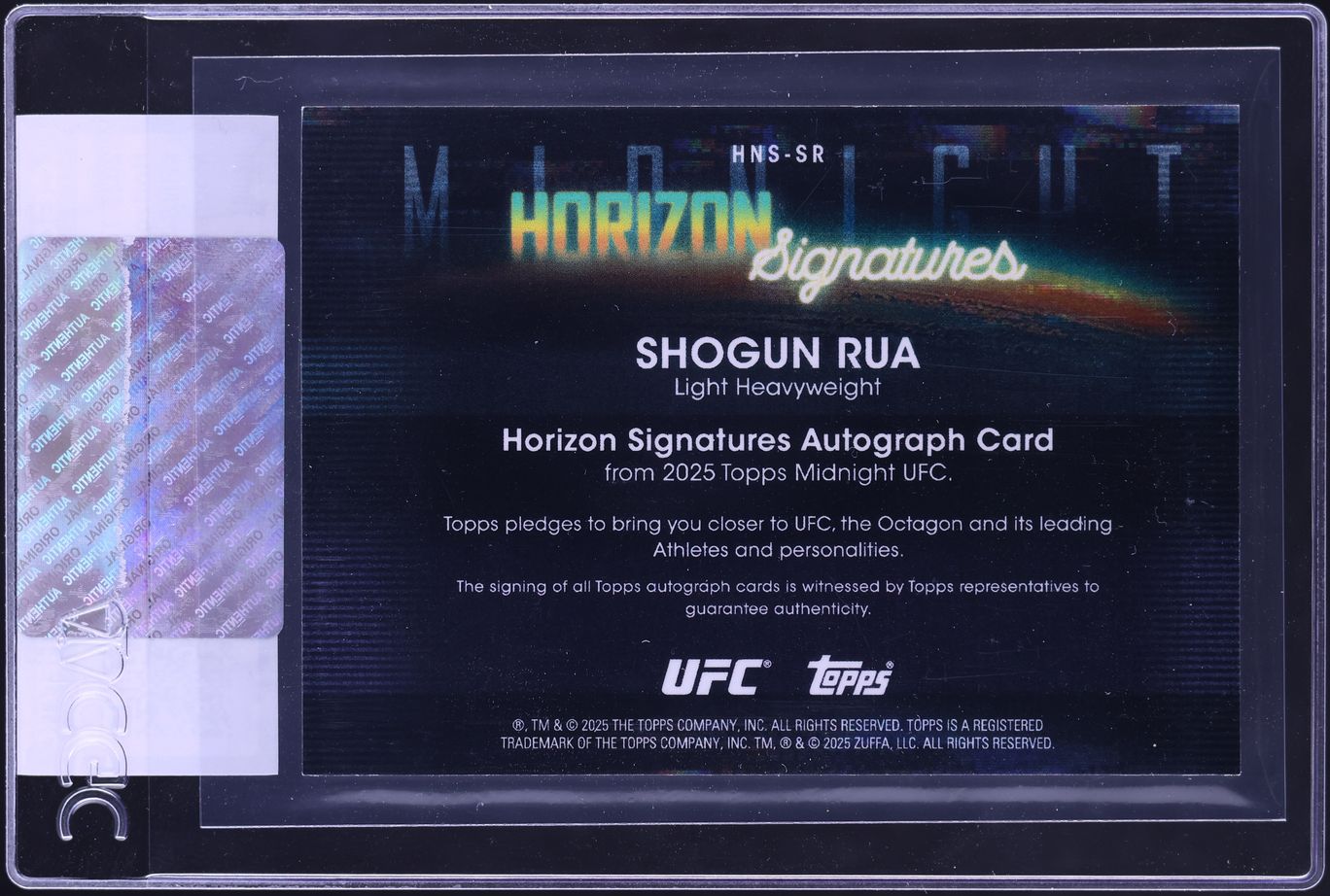 2025 Topps Midnight UFC Horizon Moonrise Shogun Rua AUTO /25 #HNS-SR CGC AUTH