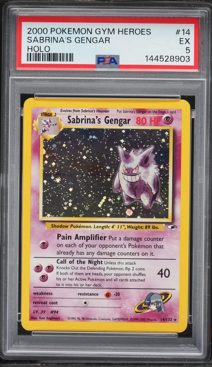 2000 Pokemon Gym Heroes Holo Sabrina's Gengar #14 PSA 5 EX
