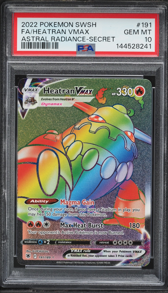 2022 Pokemon Sword & Shield Astral Radiance Rainbow Rare Heatran Vmax #191 PSA 10 GEM MINT