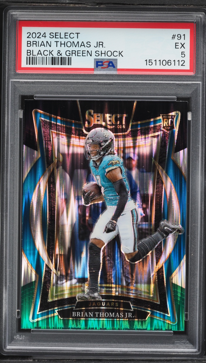 2024 Select Concourse Black & Green Shock Brian Thomas Jr. ROOKIE #91 PSA 5 EX