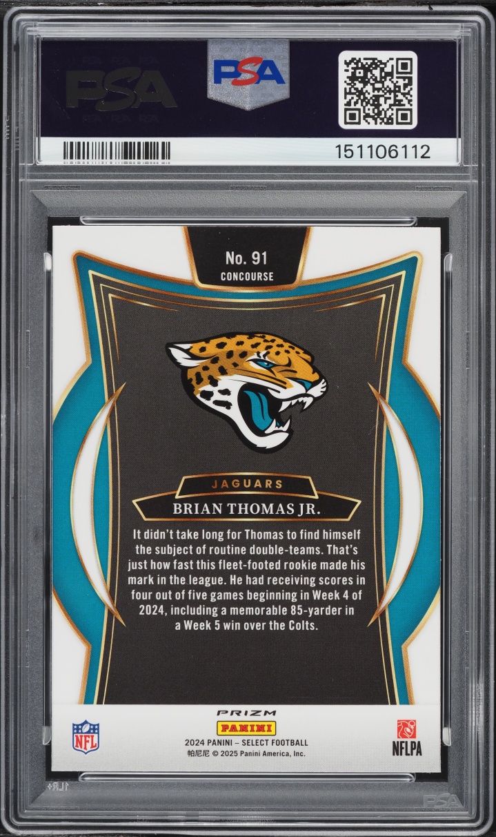 2024 Select Concourse Black & Green Shock Brian Thomas Jr. ROOKIE #91 PSA 5 EX