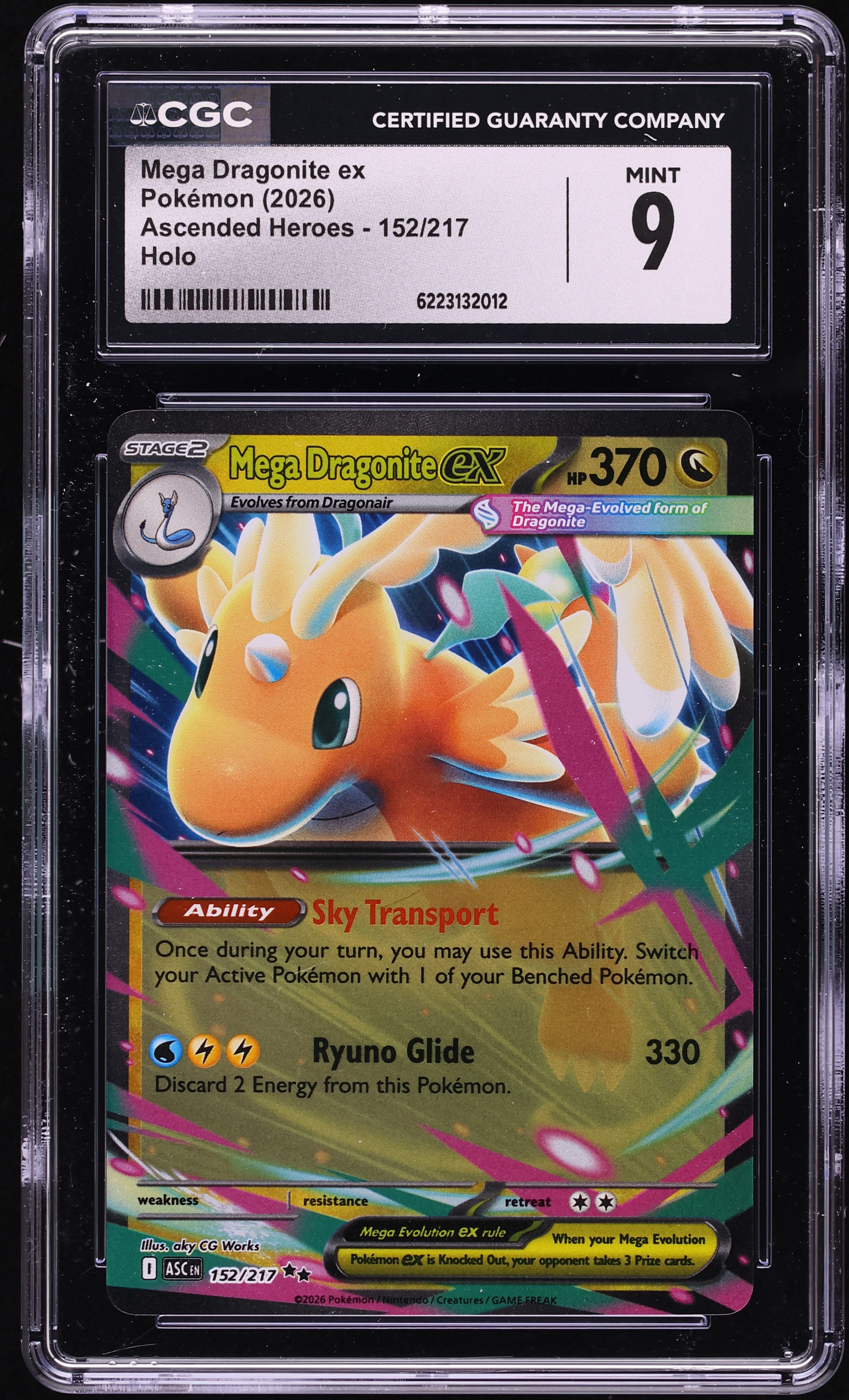 2026 Pokemon Mega Evolution Ascended Heroes Holo Mega Dragonite EX #152 CGC 9 MINT