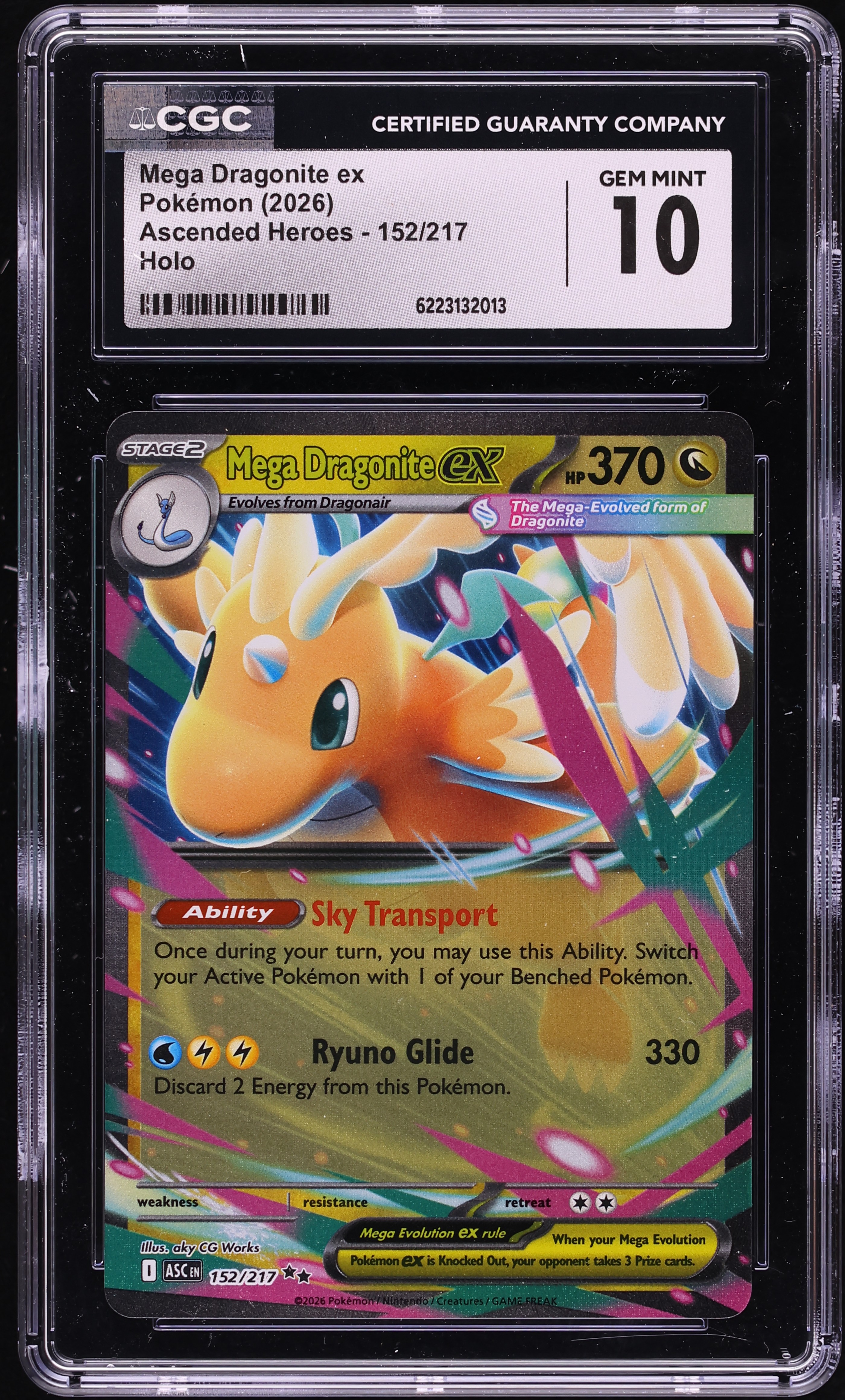 2026 Pokemon Mega Evolution Ascended Heroes Holo Mega Dragonite Ex #152 CGC 10 GEM MINT