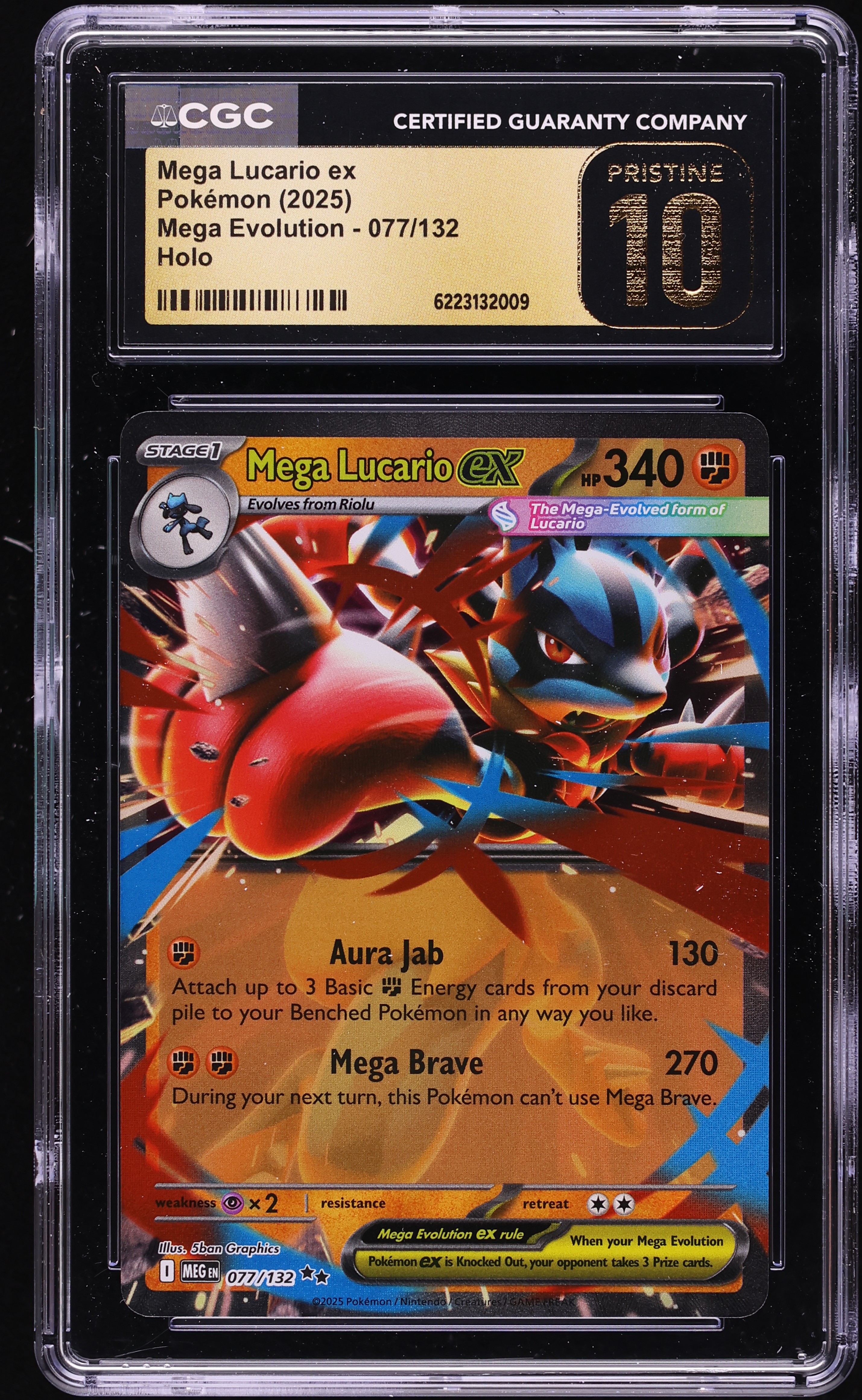 2025 Pokemon Mega Evolution Holo Mega Lucario ex #77 CGC 10 PRISTINE