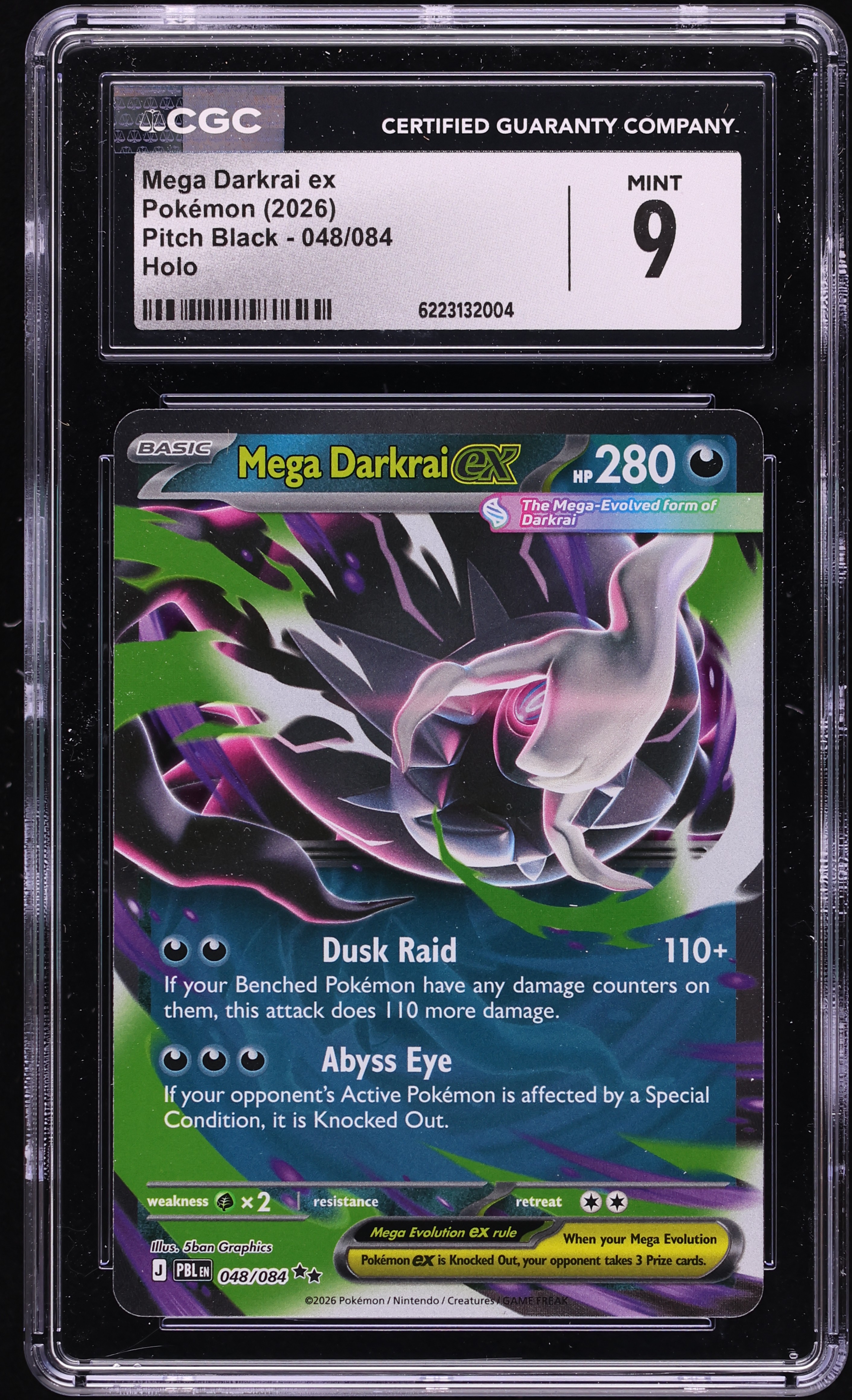 2026 Pokemon Mega Evolution Pitch Black Holo Mega Darkrai EX #48 CGC 9 MINT