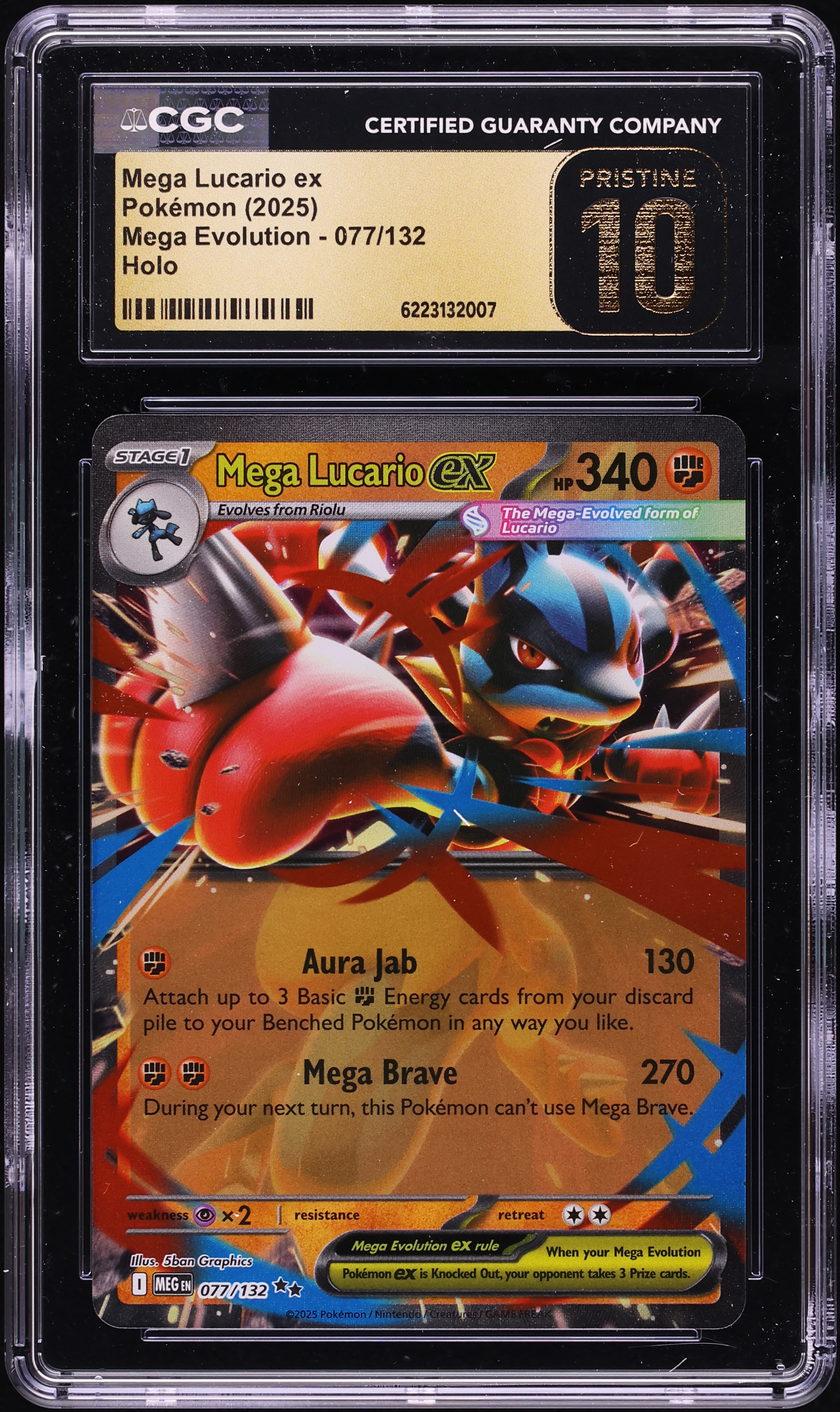 2025 Pokemon Mega Evolution Holo Mega Lucario EX #77 CGC 10 PRISTINE