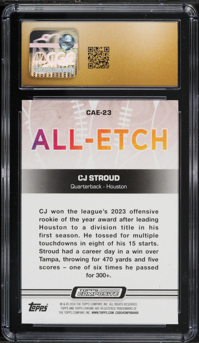 2023 Topps Composite Chrome All-Etch C.J. Stroud ROOKIE #CAE-23 CGC 10 PRISTINE
