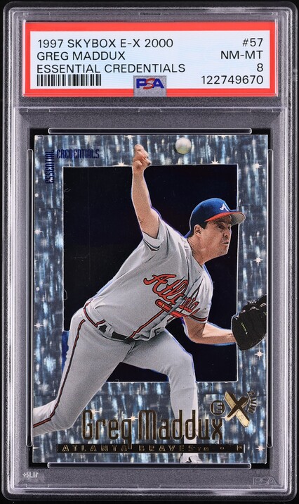 1997 Skybox E-X2000 Essential Credentials Greg Maddux /99 #57 PSA 8 NM-MT