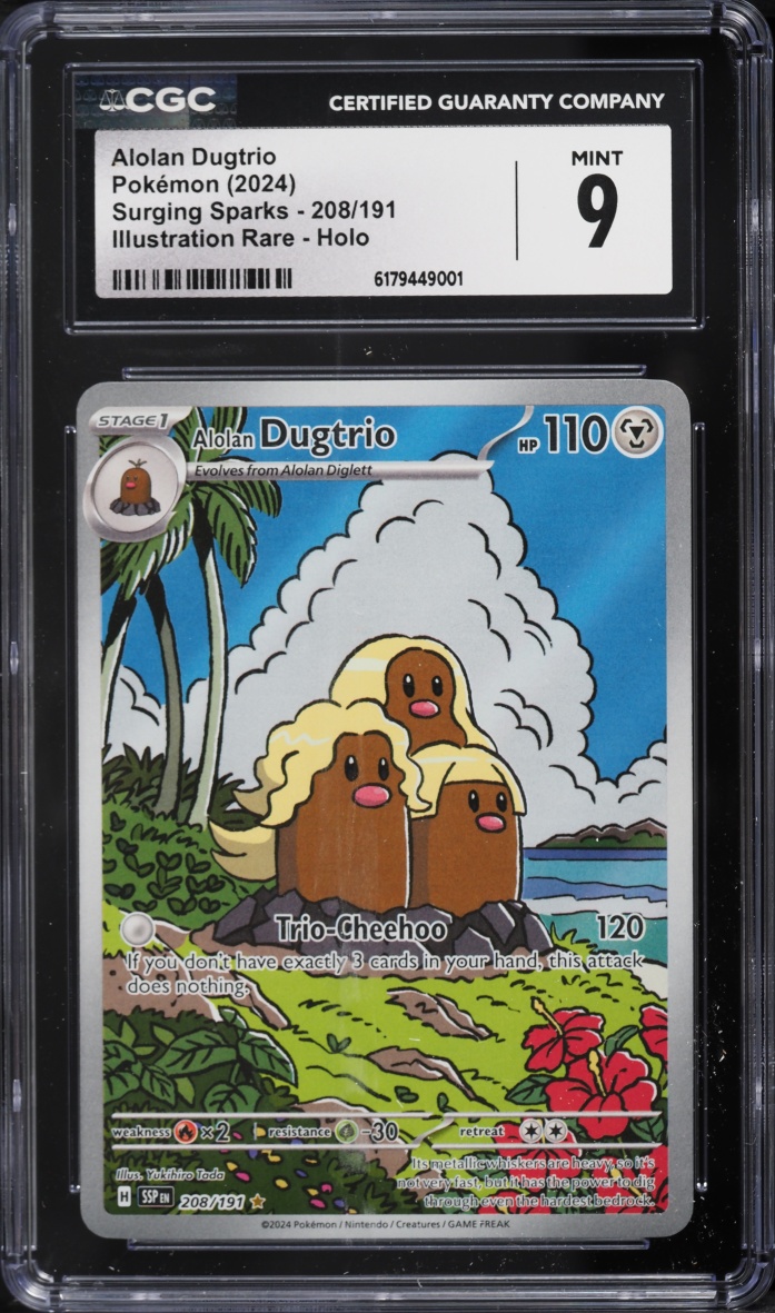 2024 Pokemon Scarlet & Violet Surging Sparks IR Alolan Dugtrio #208 CGC 9 MINT