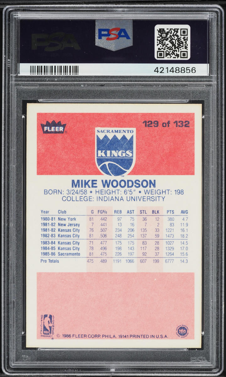 1986 Fleer Basketball Mike Woodson #129 PSA 10 GEM MINT