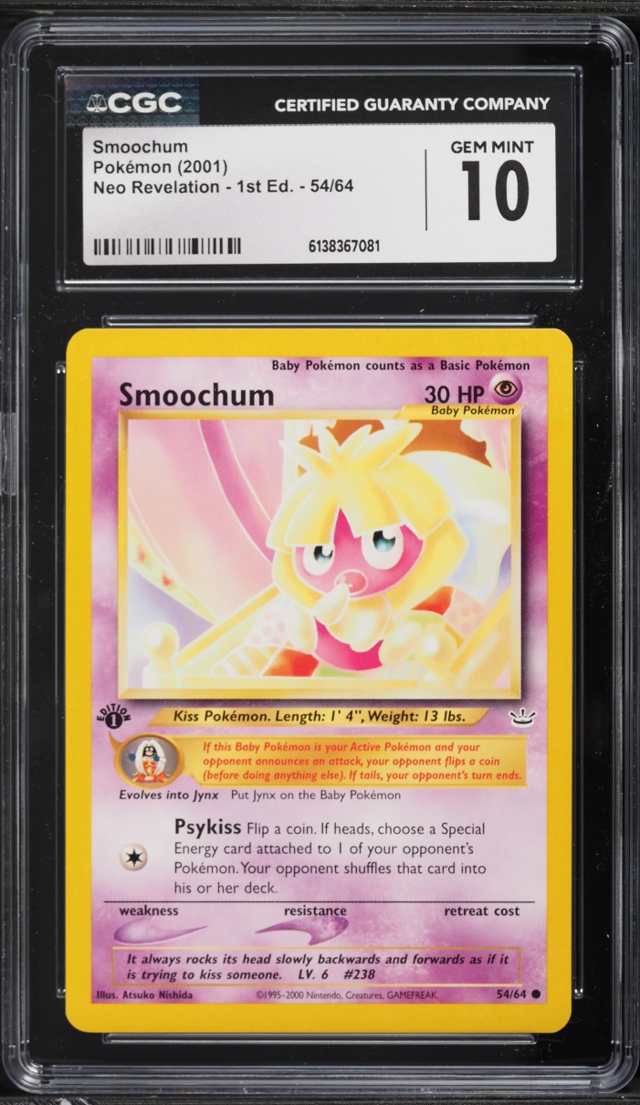2001 Pokemon Neo Revelation 1st Edition Smoochum #54 CGC 10 GEM MINT