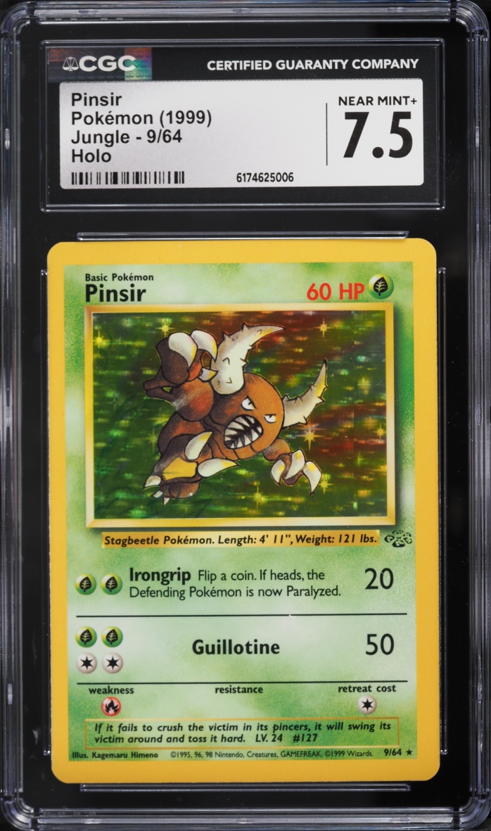 1999 Pokemon Jungle Holo Pinsir #9 CGC 7.5 NRMT+