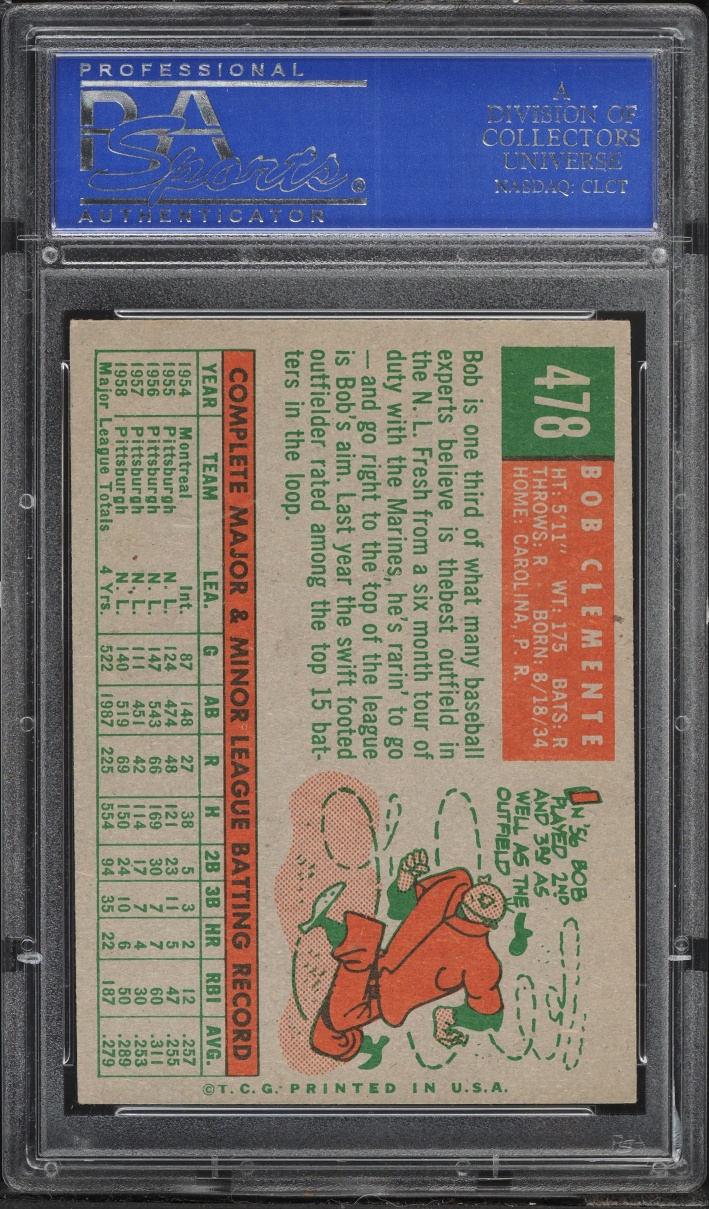 1959 Topps Roberto Clemente #478 PSA 6 EXMT