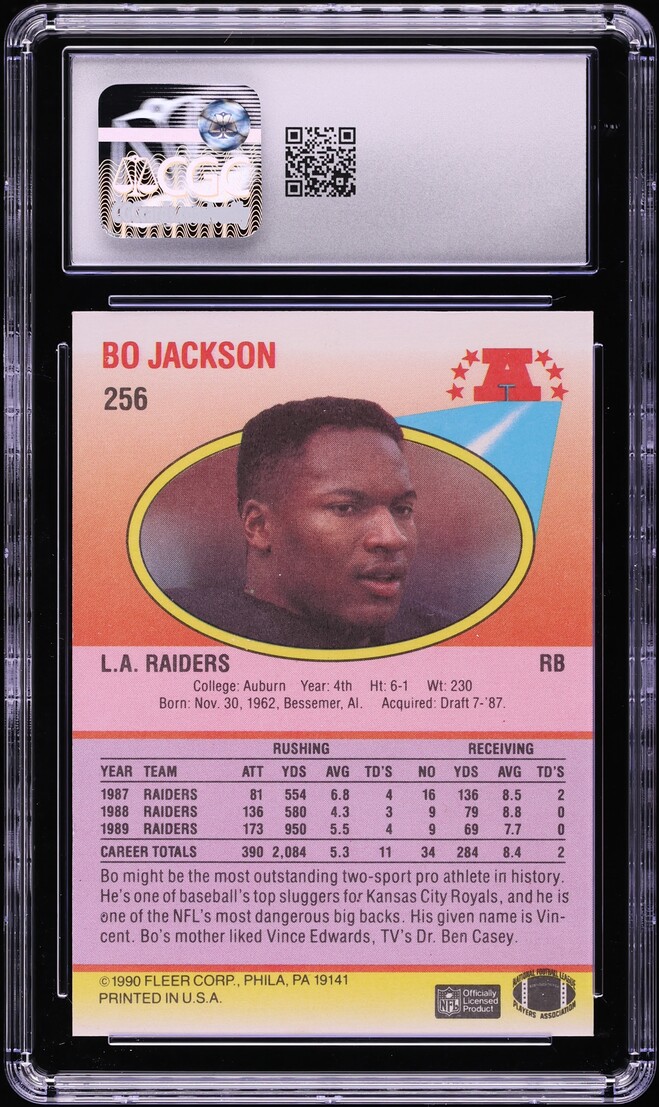 1990 Fleer Football Bo Jackson #256 CGC 7 NRMT