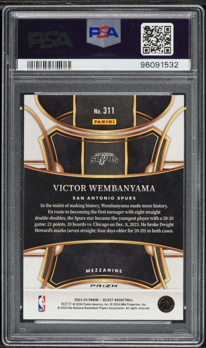 2023 Select Mezzanine Orange Tectonic Prizm Victor Wembanyama ROOKIE #311 PSA 10 GEM MINT
