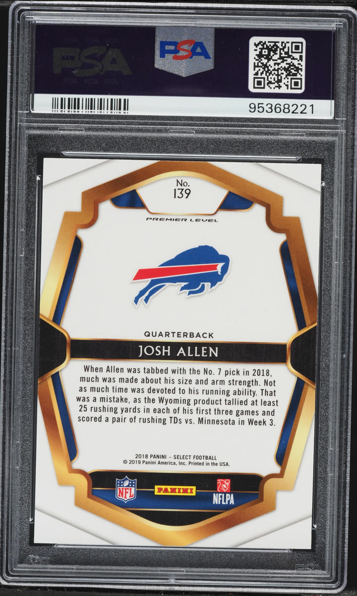 2018 Select Premier Level Josh Allen ROOKIE #139 PSA 10 GEM MINT