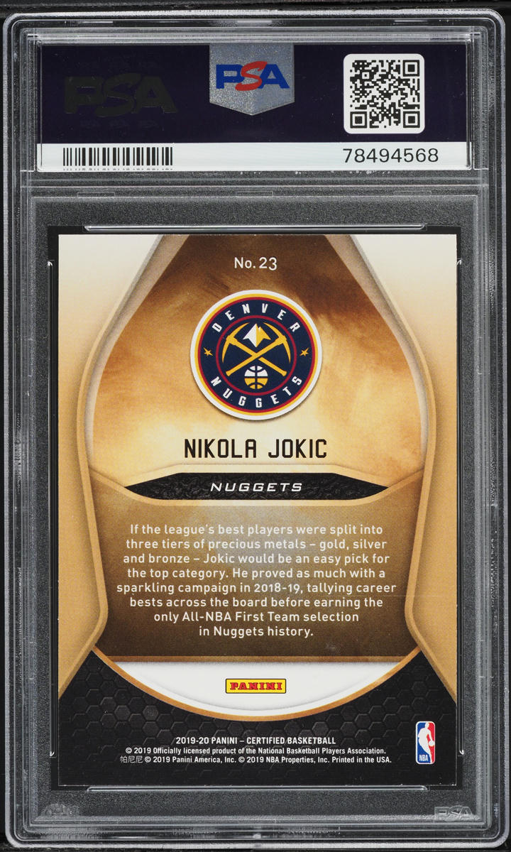 2019 Panini Certified Gold Team Nikola Jokic #23 PSA 8 NM-MT
