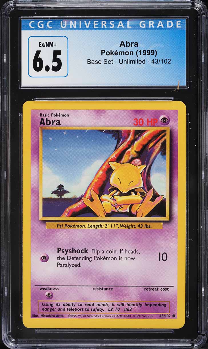 1999 Pokemon Base Set Abra #43 CGC 6.5 EXMT+