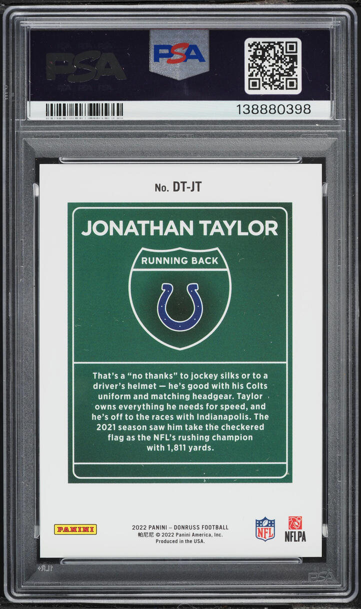 2022 Donruss Downtown Jonathan Taylor #DT-JT PSA 10 GEM MINT