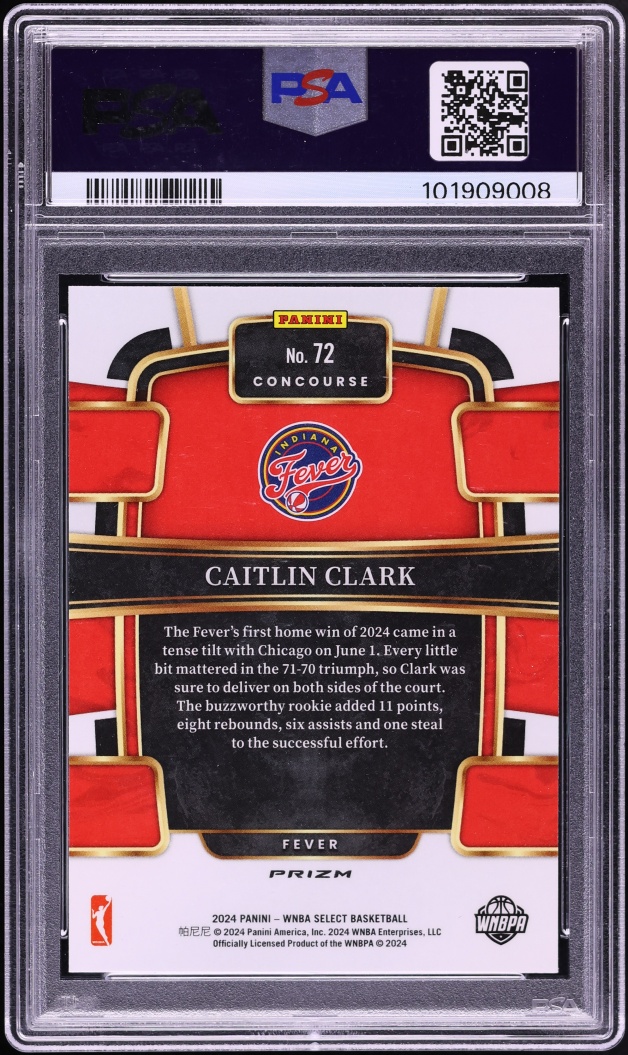 2024 Select WNBA Concourse Red Ice Prizm Caitlin Clark ROOKIE #72 PSA 10 GEM MINT