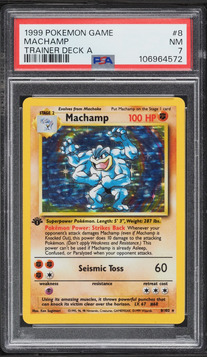 1999 Pokemon Base Set Trainer Deck A 1st Edition Holo Machamp #8 PSA 7 NRMT