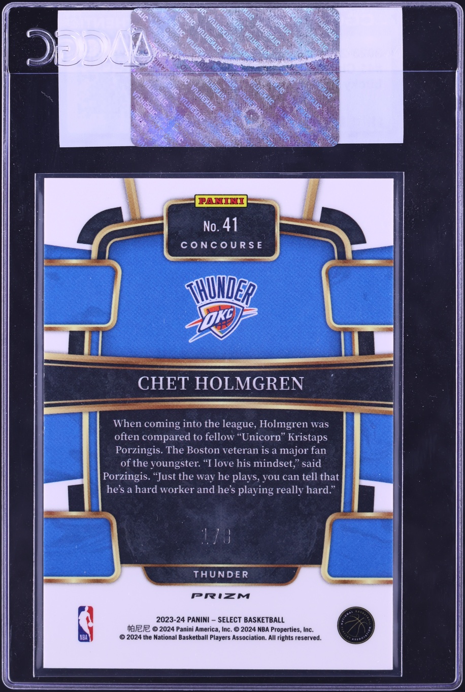 2023 Select Concourse Lucky Envelopes Chet Holmgren 1/8 #41 CGC AUTH