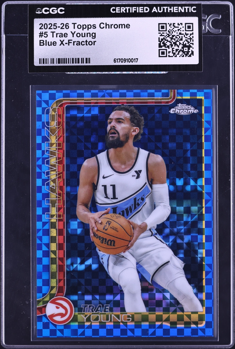 2025 Topps Chrome Blue Xfractor Trae Young #5 CGC AUTH