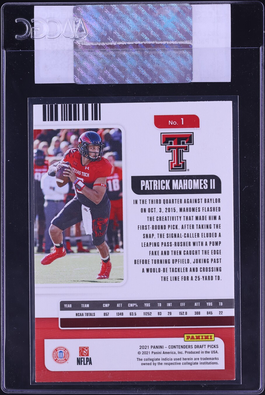 2021 Panini Contenders Draft Picks Patrick Mahomes II #1 CGC AUTH