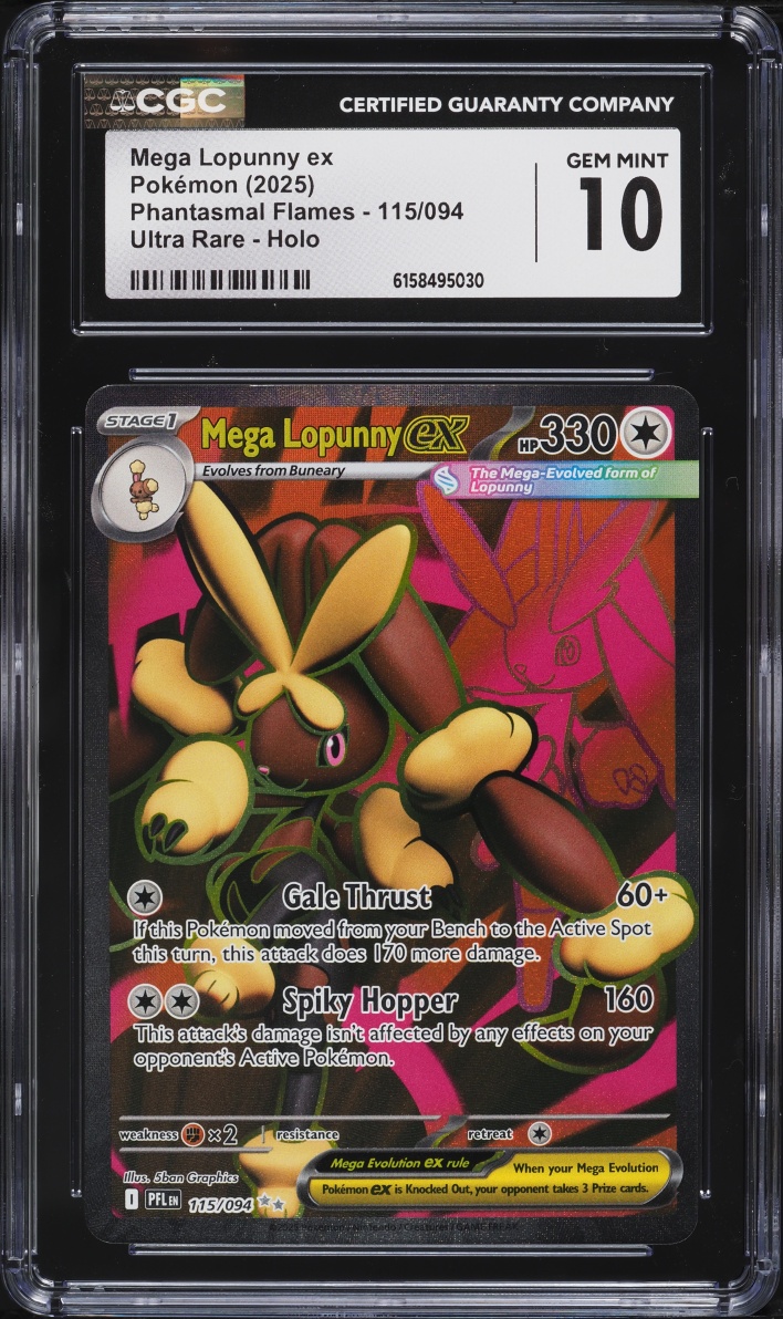 2025 Pokemon Mega Evolution Phantasmal Flames Full Art Mega Lopunny ex #115 CGC 10 GEM MINT