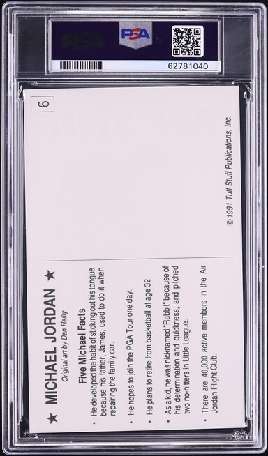 1991 Tuff Stuff Postcards Michael Jordan #6 PSA 10 GEM MINT